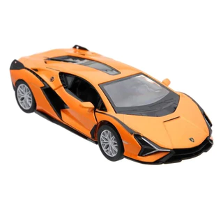 Miniatura Lamborghini Sián FKP 37 Kinsmart 1/40 Metal e Fricção Laranja