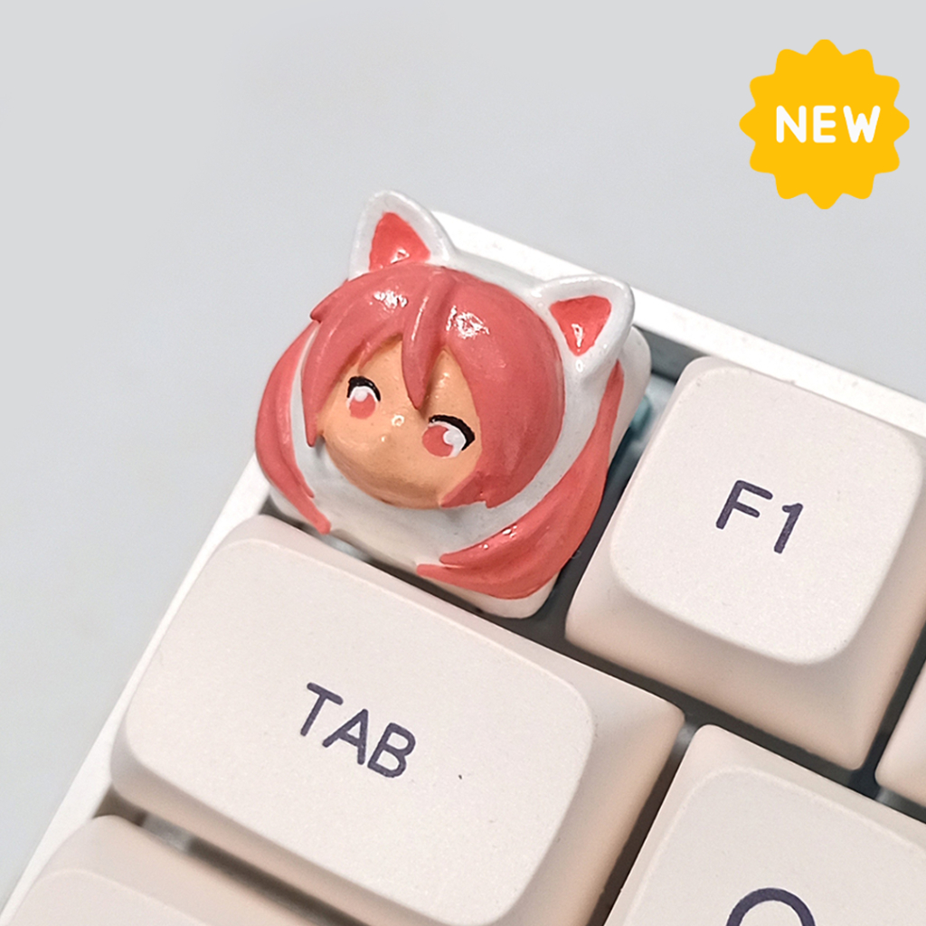 Keycap Tecla Artesanal - Garota Gatinho Anime Cat Girl