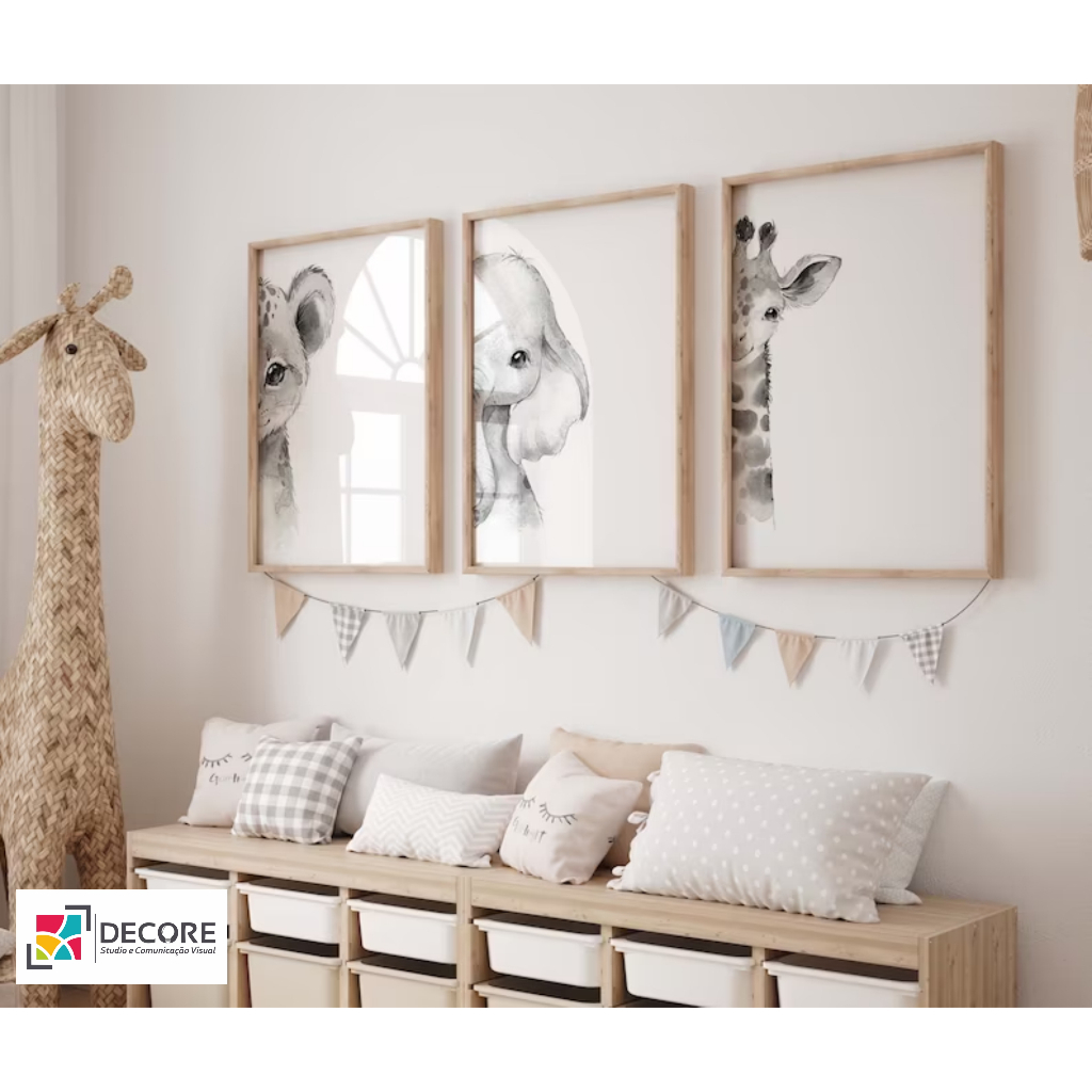 quadro decorativo safari baby infantil decoração quarto sala hall