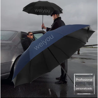 Oversized guarda-chuva reforçado preto unissex