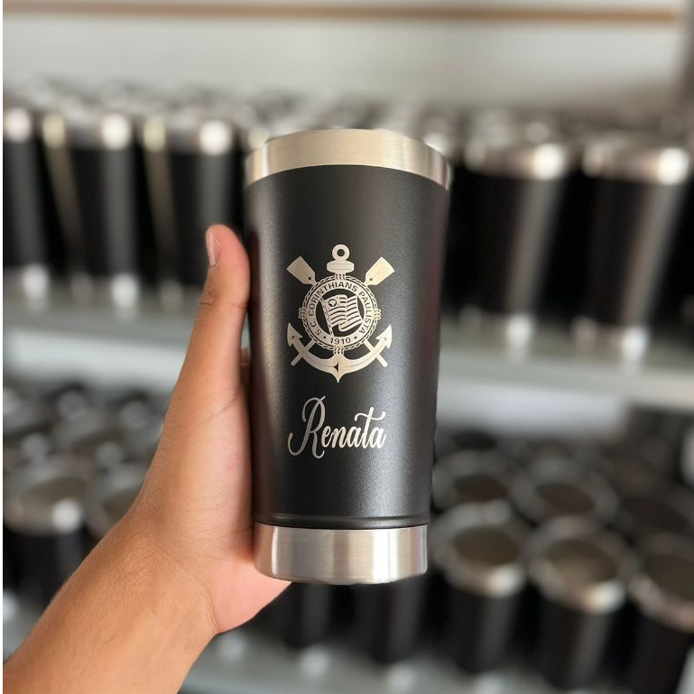 Copo térmico Corinthians gavião 500ml qualidade premium com abridor de garrafas (gravado a laser)