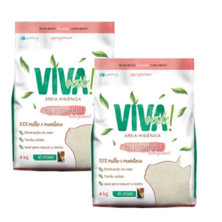 Kit 2 Areia Higiênica Gatos Viva Verde Limpeza Descomplicada Saco 4kg