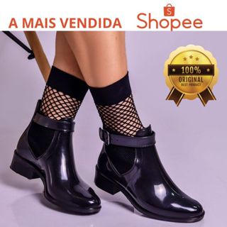 Bota galocha feminina inverno cano médio impermeável confortável ref 250