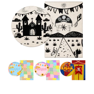 Kit Painéis Casadinho Tecido Sublimado 3D Junino e Festa Junina