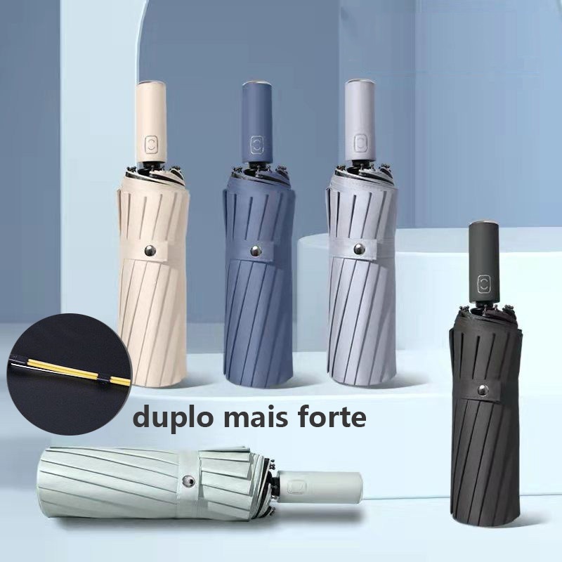 Guarda Chuva Automático Médio com Proteção Solar UV Reforçado Dobrável 10 varetas