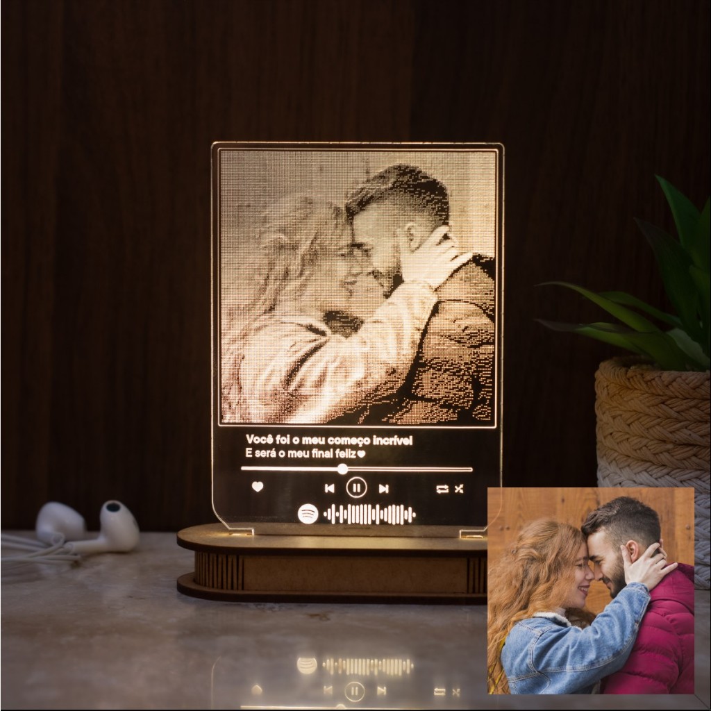 Luminária Spotify Personalizada Mini com Sua Foto