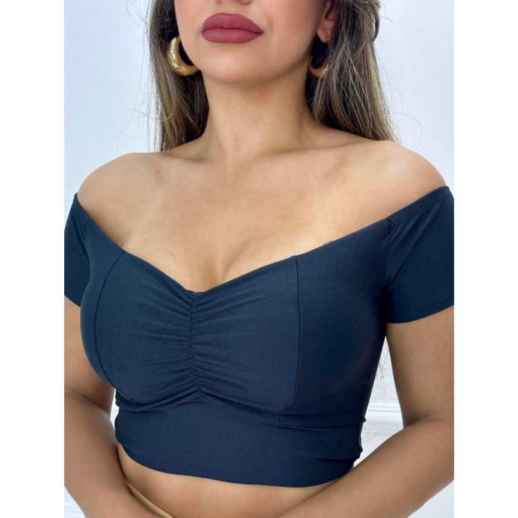 Cropped Ciganinha c/ Bojo Poliamida moda blogueira PRONTA ENTREGA