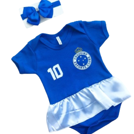 Body Bebe Time Cruzeiro Torcida Baby Com Laço