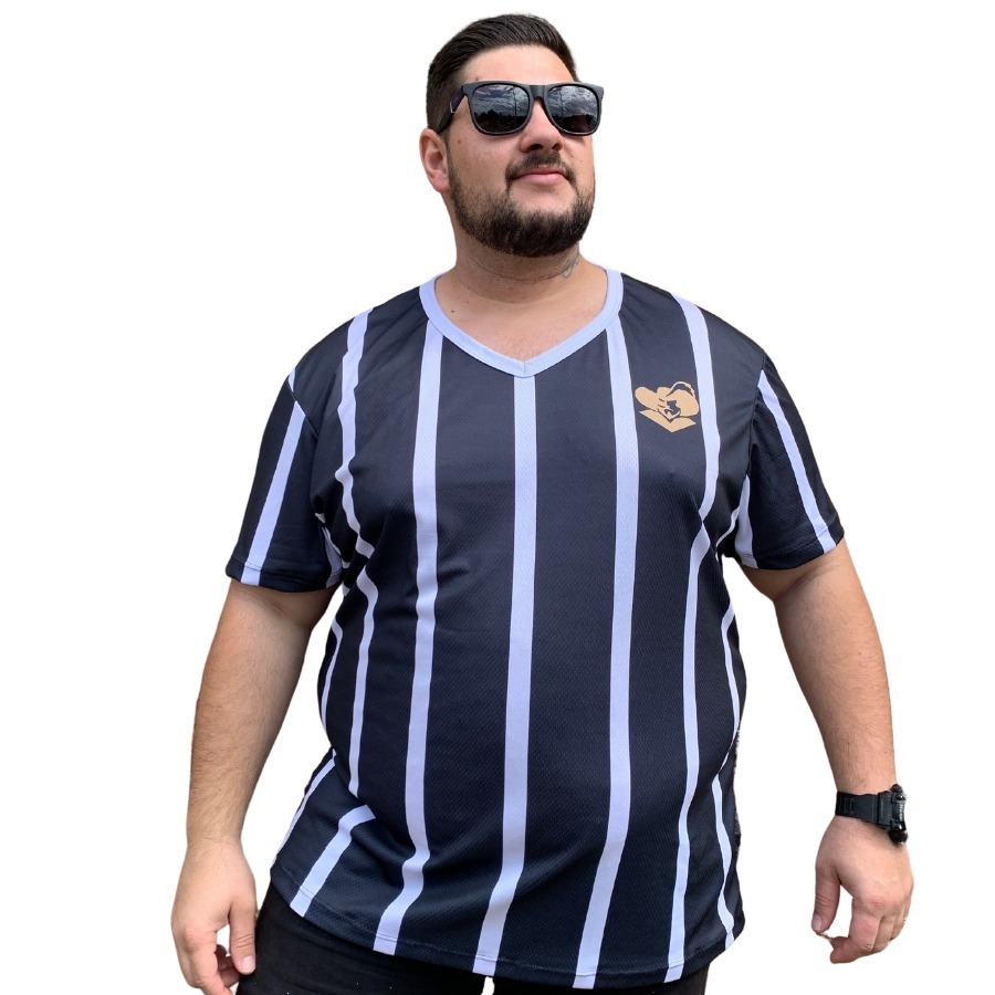 Camisa Masculina Dry Fit Plus Size Futebol Treino Mosqueteiro Alvinegro