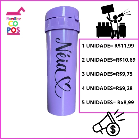 Lindas Garrafas de Água Eco World Lisa PERSONALIZADA-Brinde- Lembrancinha