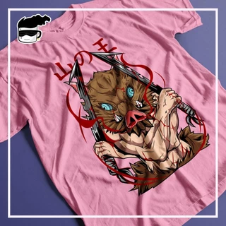 Camiseta Demon Slayer Inosuke Unissex Camisa Anime Kimetsu no Yaiba Rosa