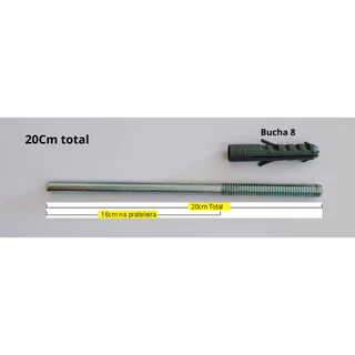 Suporte Invisível Para Prateleiras Pino 20cm x 4,8mm + Bucha N.08
