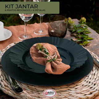 KIT 12 PEÇAS PARAR JANTAR ( 6 PRATOS REDONDO E 6 PRATOS FUNDO PETALA PLASTICO) ALMOÇO EM FAMILIA CHURRASCO ANIVERSÁRIO FESTA