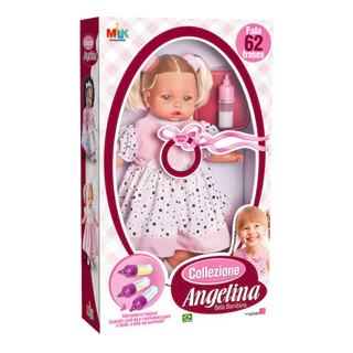 Boneca Angelina Loira Fala 62 Frases Com Mamadeira Milk