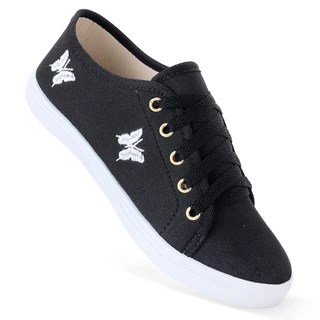 Tênis Casual Modinha Feminino Borboleta Sapatenis Estiloso Modinha Confortável Envio Rápido Mega Promoção Old School Preto, Branco e Nude