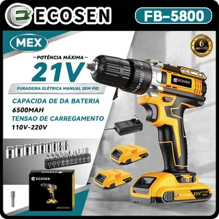 Furadeira Parafusadeira 3/8" bateria 21V com maleta e acessórios - PFV 012 - (110V/220V)-Única capacidade da bateria 6500mah