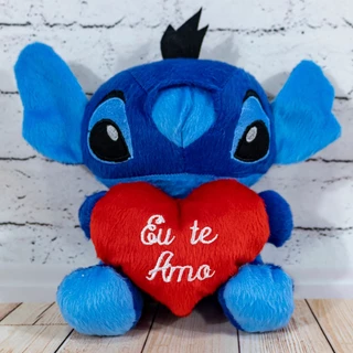 Pelúcia Stitch 22 cm com coração Eu te amo 10 cm em Oferta na Shopee