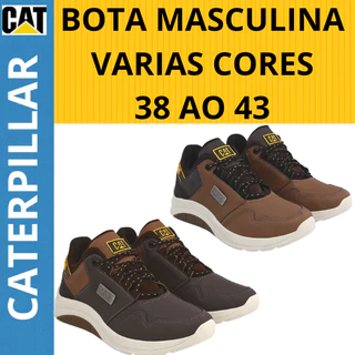 Tênis Botina Masculina Caterpillar Bota Militar Em Couro Legitimo 970 Cores Trilha Esportes Atacador Sola Borracha