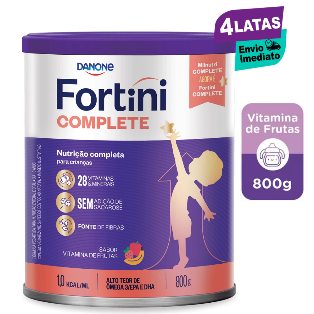 4 latas Suplemento Infantil Em Pó Danone- Fortini Complete -800g ...