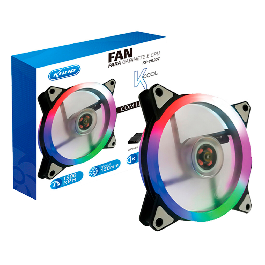 Cooler Led Fan Rgb Gamer 120mm Knup KP-VR307 | Shopee Brasil