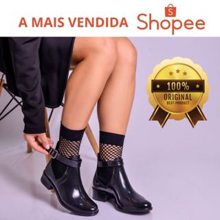 Bota feminina galocha de borracha macia coleção outono inverno com elástico e fivela lançamento ref 250 f