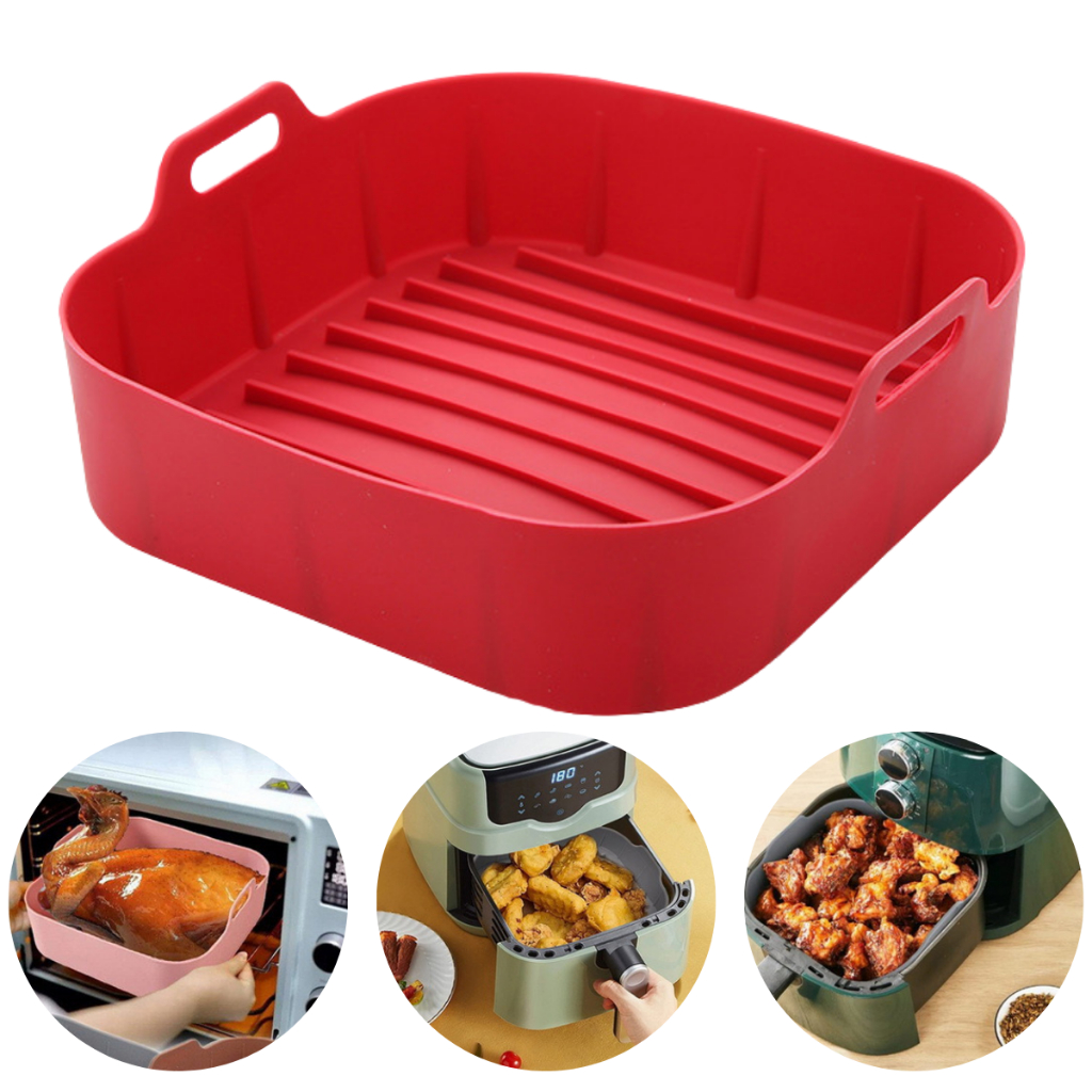 Forma De Cozimento Quadrada Forro Silicone Para Air Fryer Fritadeira