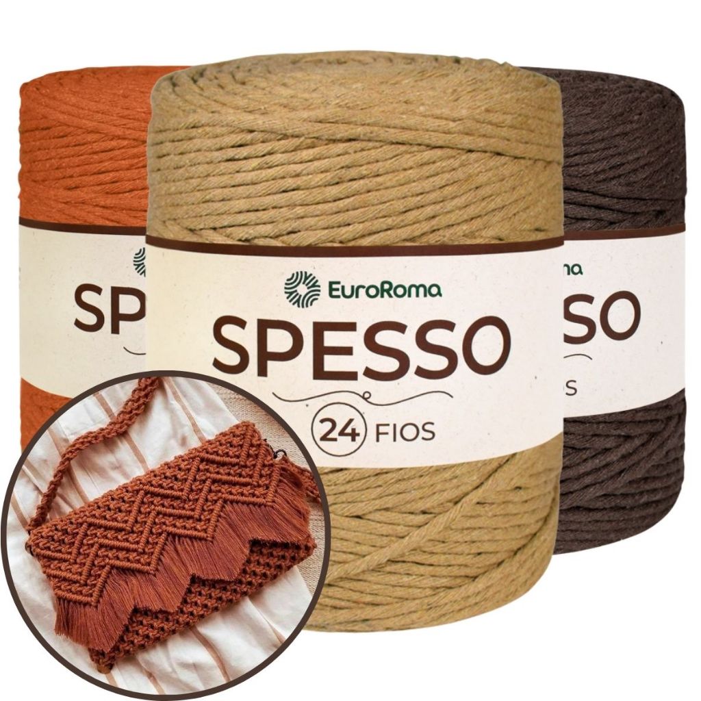 Kit 3 Barbante Spesso Nº24 Euroroma - Escolha as cores Crochê Macrame ...