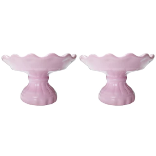 Duas Boleiras De Cerâmica Suporte Para Bolo Festa Enfeite Colorida Kit 2 Unidades