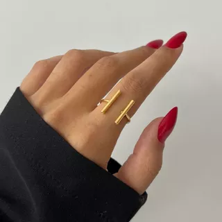 Anel Aro Fino T Ajustável Banhado a Ouro 18k