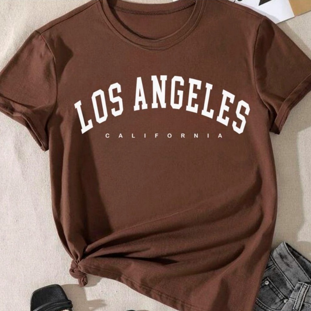 T-Shirt Linda Camiseta Feminina Los Angeles C.A.L.I.F.OR.N.I.A Tecido Leve e Macio