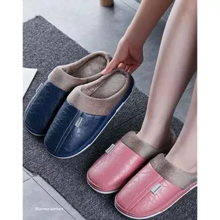 Pantufa Couro sintético Impermeável De Inverno Quente Antiderrapante confortável para Adulto