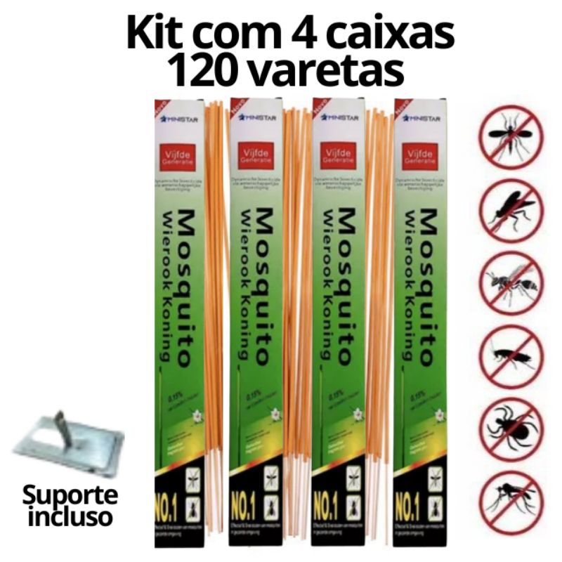 kit Com 120 palitos insenso Repelente Mata Pernilongos Mosquitos Moscas ...