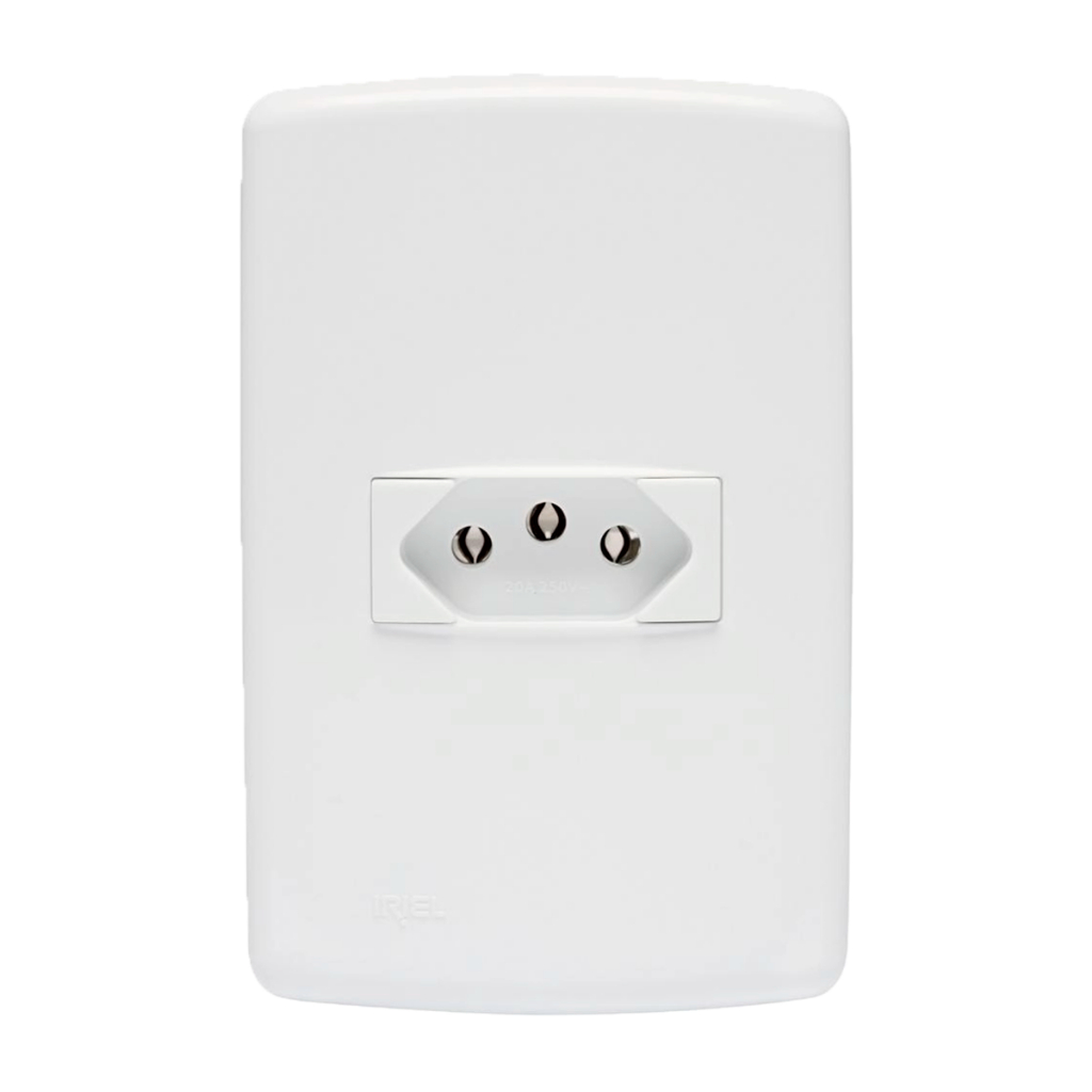 Conjunto Tomada Iriel 10A 220v 2 Polos + Terra 4x2 Branco | Shopee Brasil