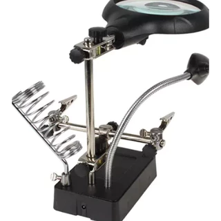Lupa Mesa Bancada 5 Leds Garras Suporte Solda Com 2 Lentes NOVO