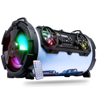 Caixa De Som Bluetooth Canhão Portátil Led Rádio FM Com Controle Auxiliar P2 P10 Cartão SD USB Pendrive em Oferta na Shopee