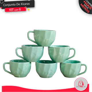 Kit Jogo 6 Xicara Prisma Londres de Cha Café Chocolate Chicara Premium 200ml
