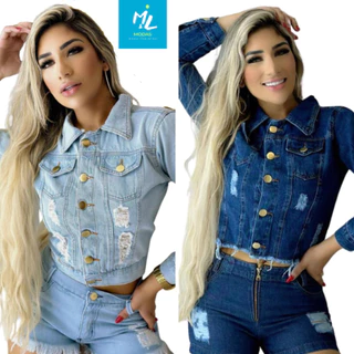 Kit 2 Jaquetas Jeans feminina Destroyed: Estilo Rebelde em Dobro