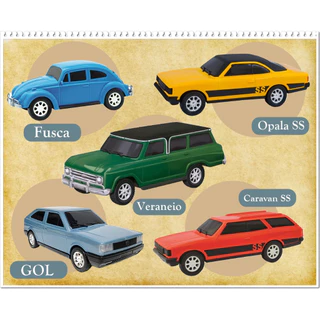 5 Carrinhos de Brinquedo - Gol Opala Caravan Fusca Veraneio