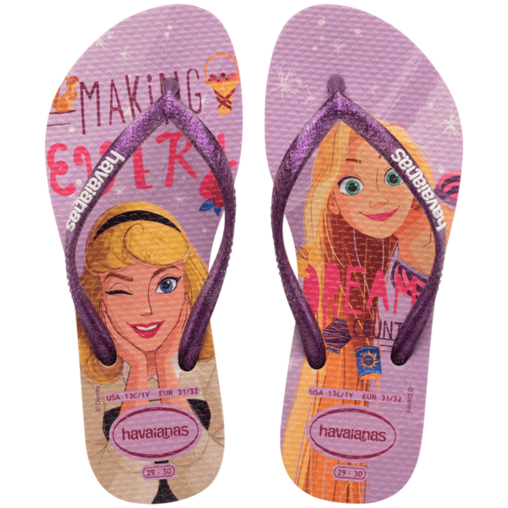 Chinelo Havaianas Infantil Slim Princess Menina Princesa Rosa