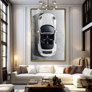 Quadro Decorativo GRANDE Alta Resolução Para Sala Quarto Escritório Porshe Branca