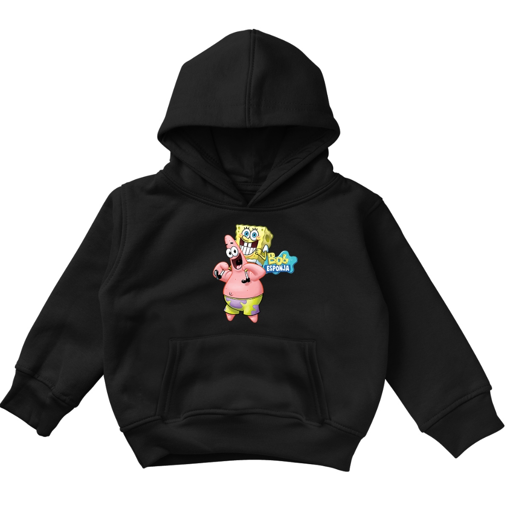 Blusa de Frio Moletom Infantil Desenho Bob Esponja Canguru Kids