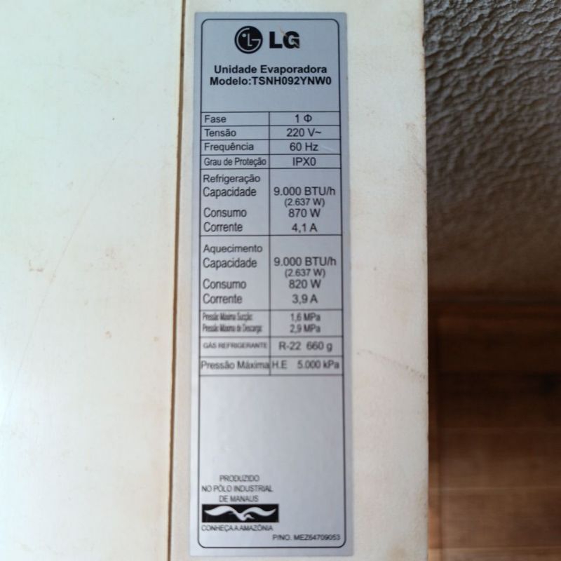 carcaça evaporadora lg