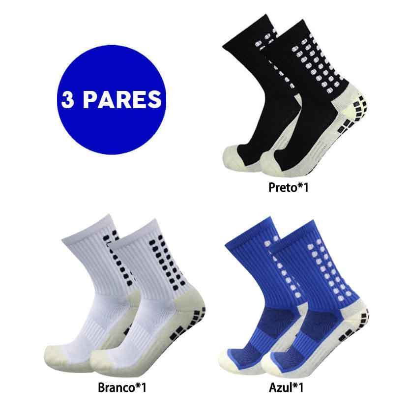 Kit 3 Meia pro socks Meias Esportivas Futebol Algodão Antiderrapantes De Alta Qualidade
