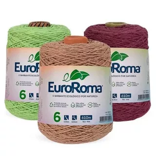 Barbante EuroRoma Nº6 600g 610m | Fio p/ Crochê, Tricô e Tapetes | Macio, Resistente e Disponível em Várias Cores em Oferta na Shopee