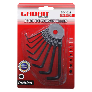 Kit Chave Allen 1,5 - 2 - 2,5 - 3 - 3,5 - 4 - 5 - 6mm Jogo Com 8 Peças Resistentes