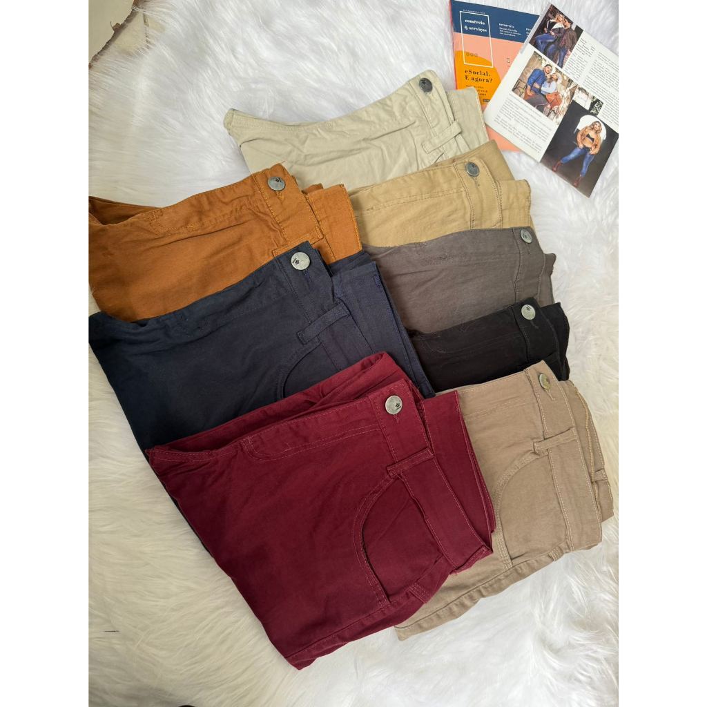 CALÇAS SARJA JEANS MASCULINO colorido SLIM FIT