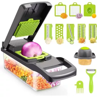 Cortador de Legumes Multifuncional 16 Peças Multiuso Ralador Picador Fatiador Processador Alimento