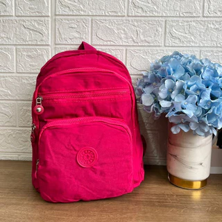 Mochila Casual Moda Nylon Pano Escolar Feminina Leve Cor Sólida Simples Viagem Média