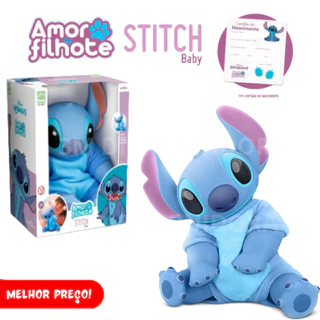 Boneco Stitch Realista Coleção Amor De Filhote Pelúcia Filme Moana - Roma Brinquedos 5175