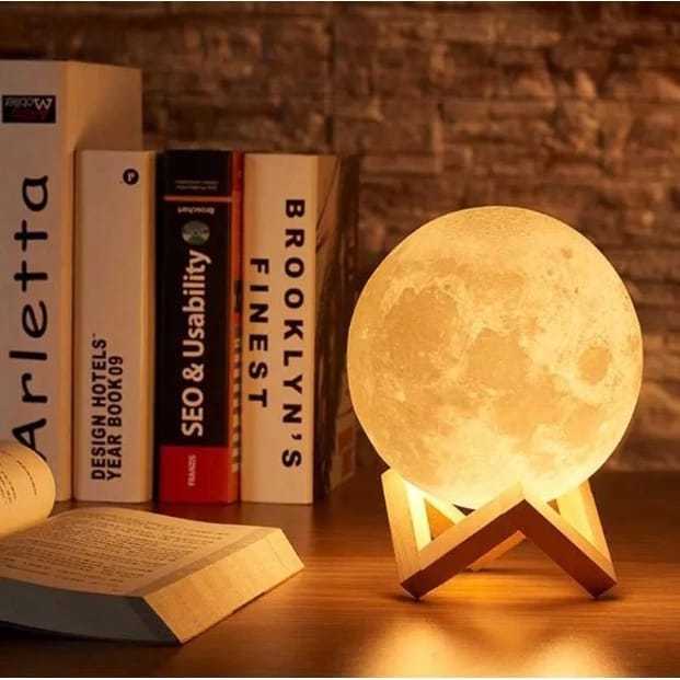 Luminária Lua Cheia 3D Abajur Led Decoração